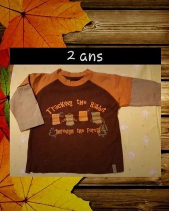🍊 T-shirt bordeaux/orange (grand 2 ans) 🍊
