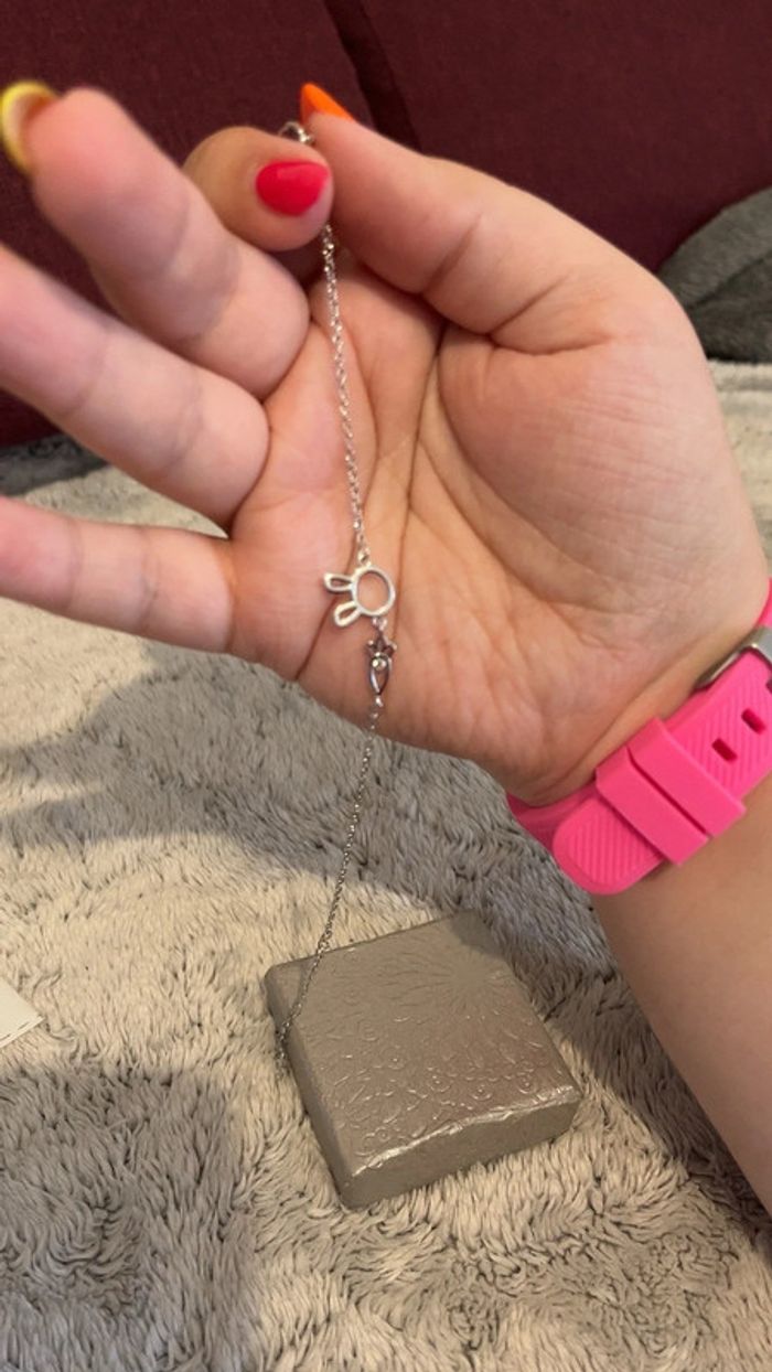 Bracelet en acier inoxydable lapin et carotte avec pierre brillante - photo numéro 4