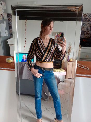 Blouse femme s noire rayé c8