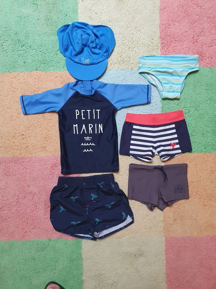 Lot 3 maillots de bain + 1 tee-shirt + 1 casquette - garçon- 2 ans