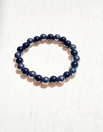 Bracelet en hématite naturelle – perles noires brillantes