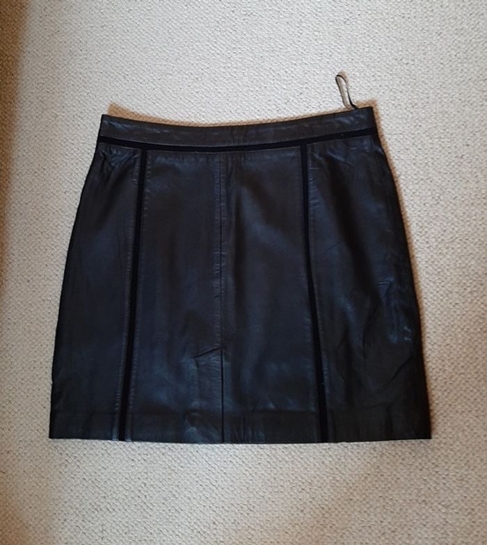 Mango - Jupe cuir, noir T42. - photo numéro 7