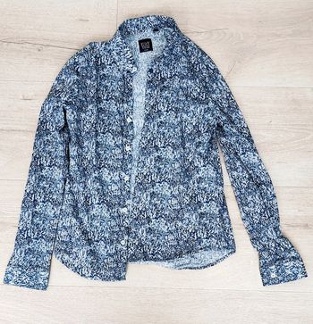 Chemise garçon manches longues motif bleu taille XS IKKS