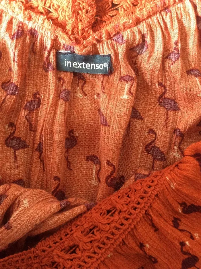 Top terracotta avec motifs flamants - photo numéro 4