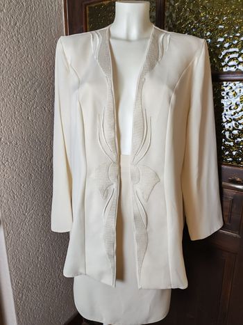 Ensemble blazer brodé couleur crème Ann Delire made in France