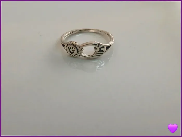 Bague lune et soleil  en acier inoxydable