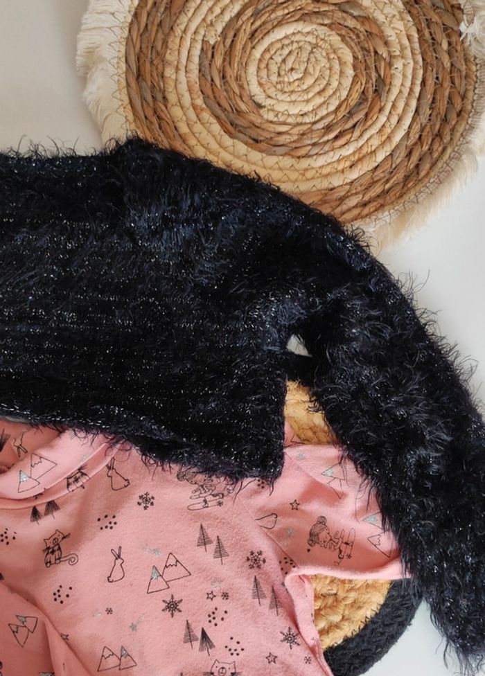 Gilet mi long polaire doudou boléro fils pailleté - photo numéro 5