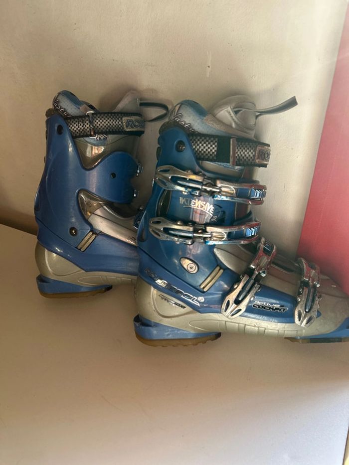 Chaussures de ski bottes de ski bleu rossignol avec paire de gant rossignol - photo numéro 4