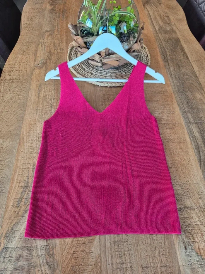 Top Col V Fuschia Femme Taille Unique