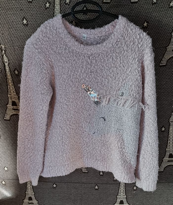 Pull rose avec licorne 12ans
