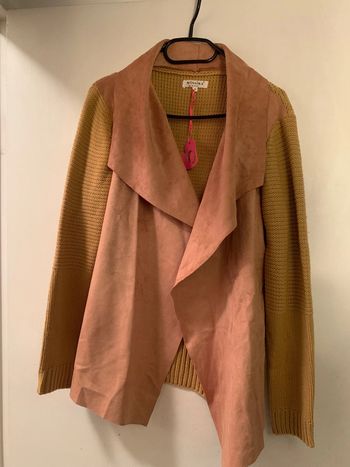 Veste bi matière couleur camel