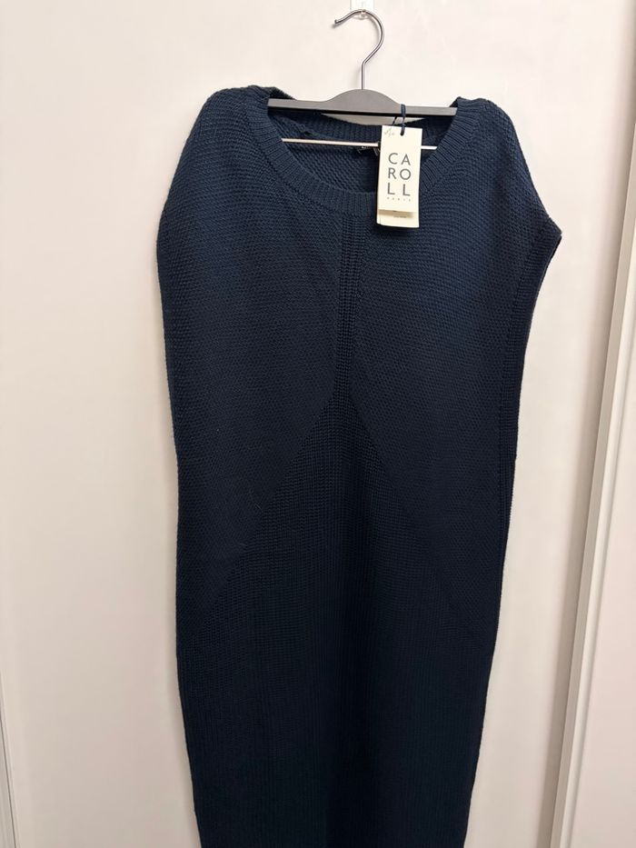 Caroll - Robe-pull 100% Laine RWS - Taille L - Bleu Marine - Neuf avec étiquette - photo numéro 2