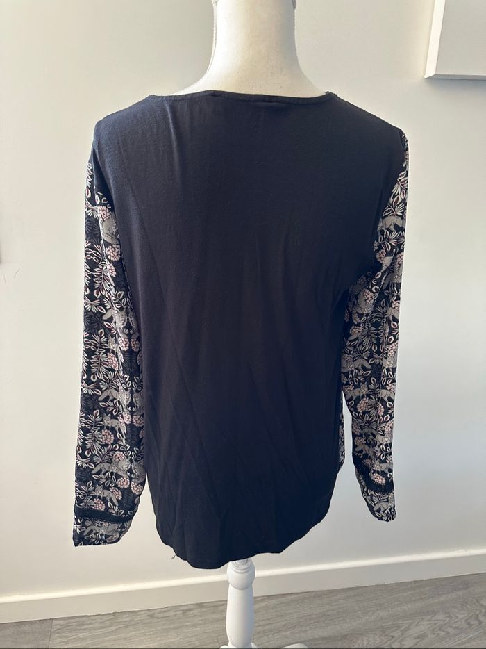 Blouse à fleurs et renards grise et rose Promod T40 L - photo numéro 5