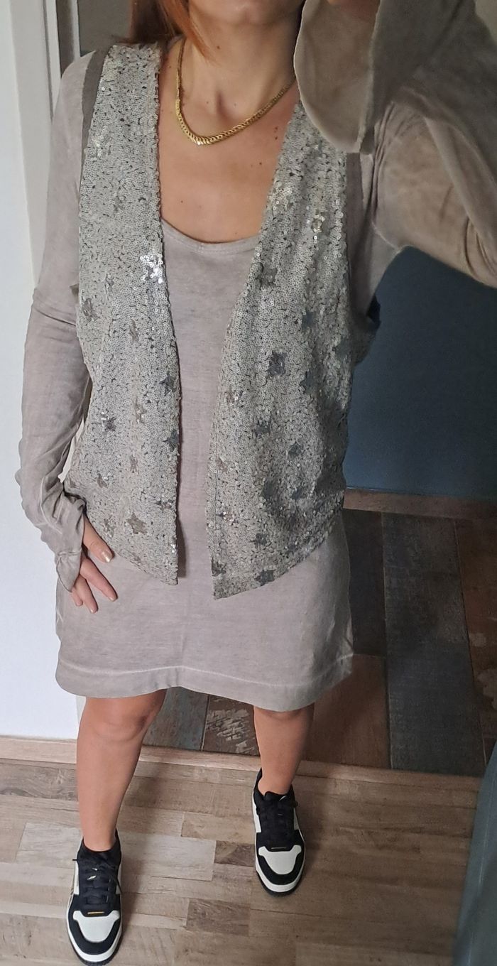 Tunique et veston femmes colorie taupe Made In Intaly taille unique - photo numéro 4