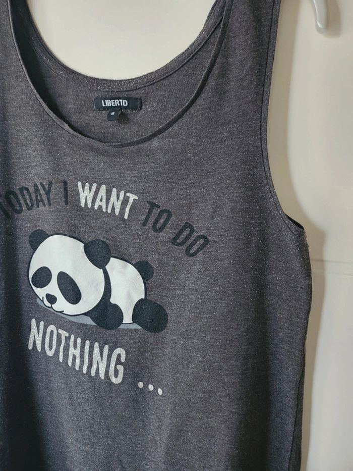 Débardeur nuit pyjama gris panda Liberto - photo numéro 3