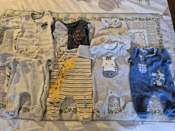 📦 LOT 7 Pyjamas Naissance / 1 mois - Marques (Sergent Major, Zara, Sucre d'Orge)