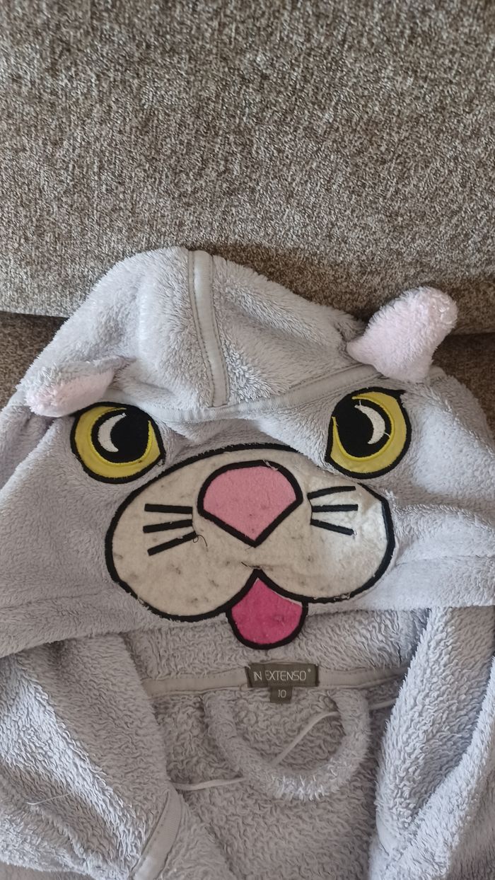 Peignoir fille 10 ans inextenso chat tout doux au toucher bon etat - photo numéro 4