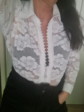 Chemisier dentelle zippé diamant  38