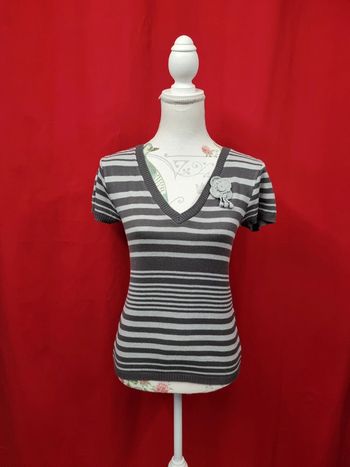 Cache Cache pull fin col V gris * taille 3 *