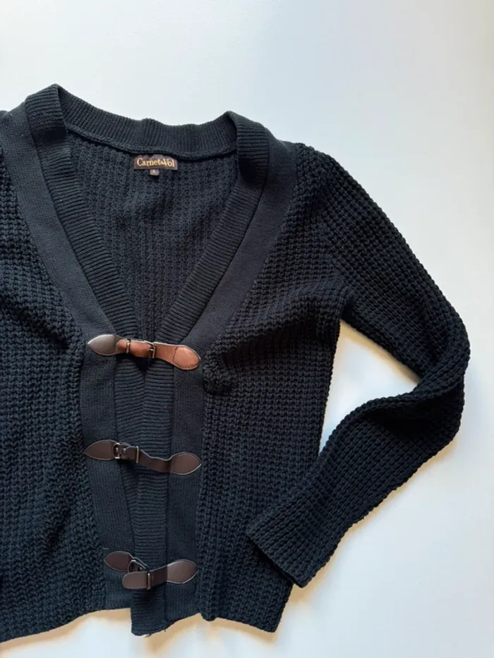 Gilet en maille côtelé bleu marine - Cardigan en maille côtelé