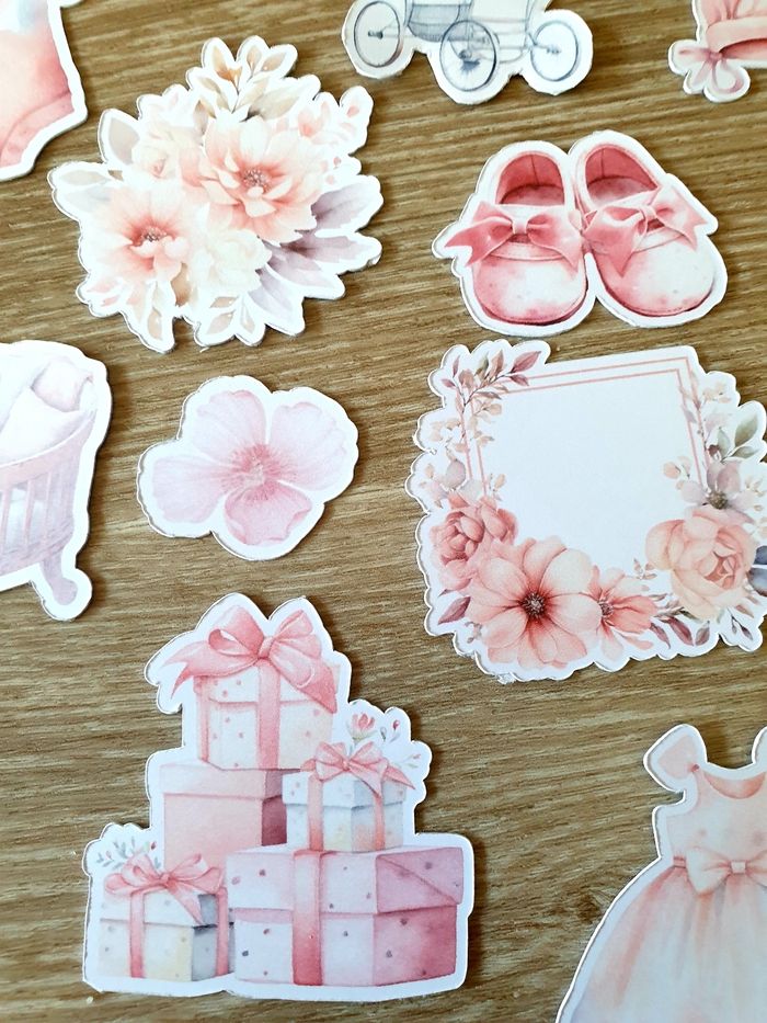 Die cut embelissement scrapbooking naissance rose - photo numéro 4