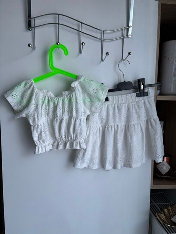 Ensemble broderie crochet blanc haut +jupe gemo 4 ans fille