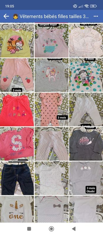 Lot vêtements bébé fille taille 3 mois