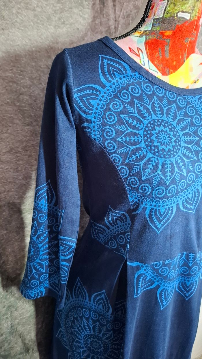 Robe bleu imprimé mandala bohème ethnique - photo numéro 2