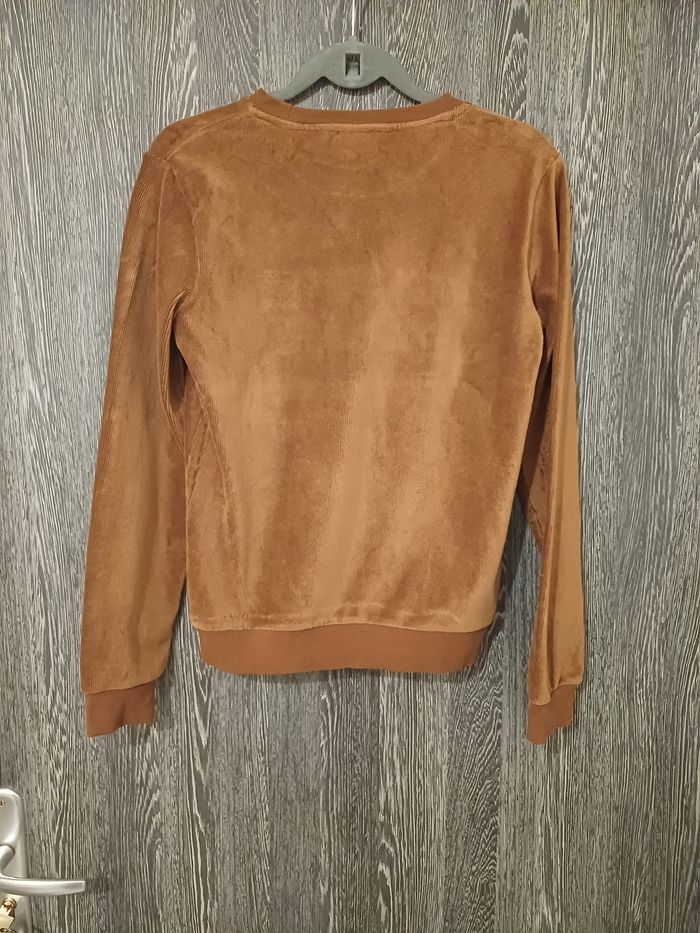 Sweat en velours côtelé à message marron - photo numéro 2