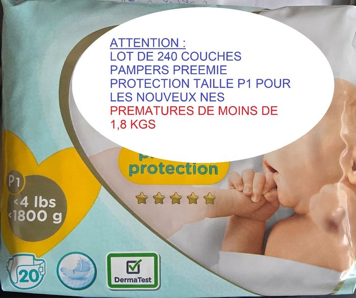 Lot de 240 Pampers Preemie  Protection <1.8 Taille 0 Neuf