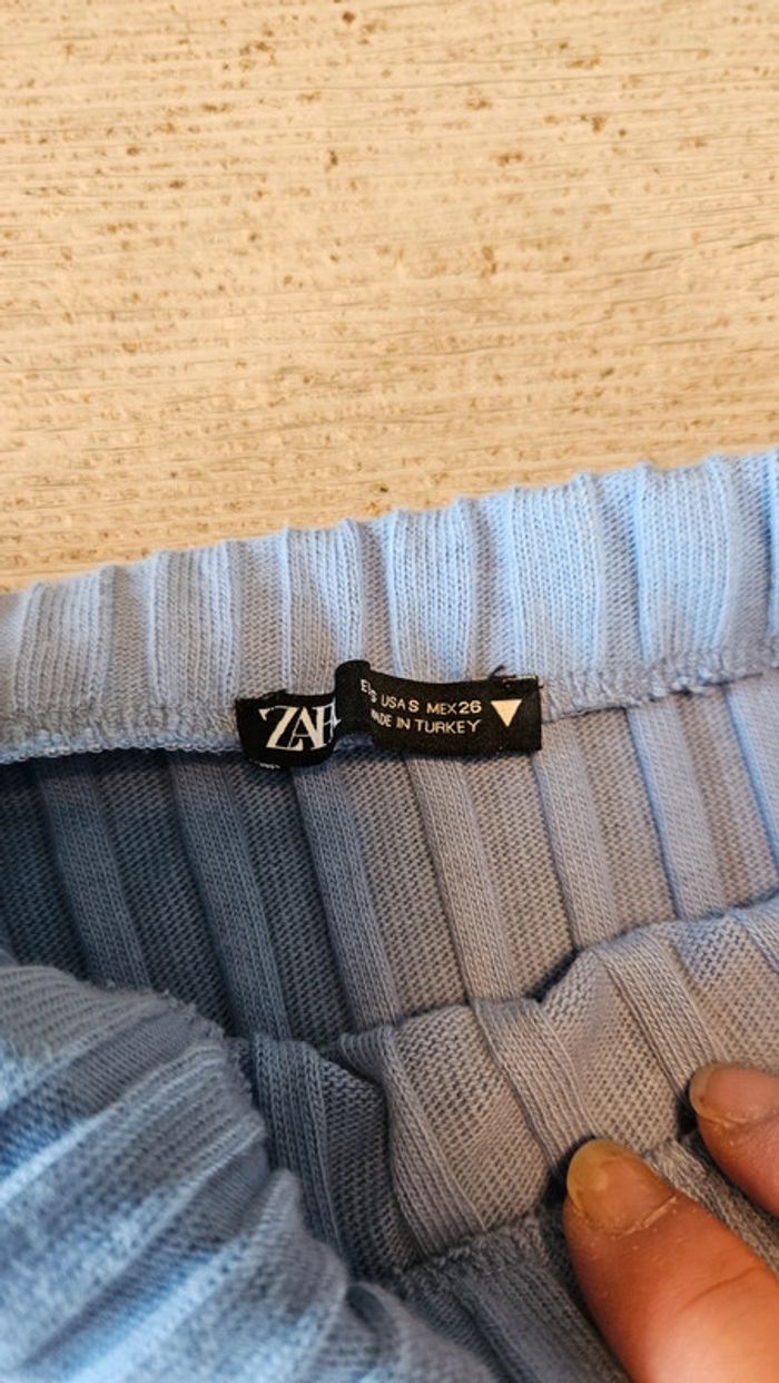 Ensemble croc top et jupe longue cotellé, bleu clair, Zara, taille M - photo numéro 9