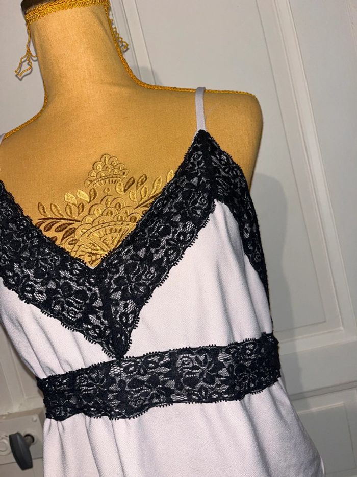 Debardeur dentelle jennyfer taille L noir et blanc - photo numéro 2