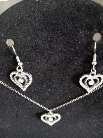 Parure cœur strass