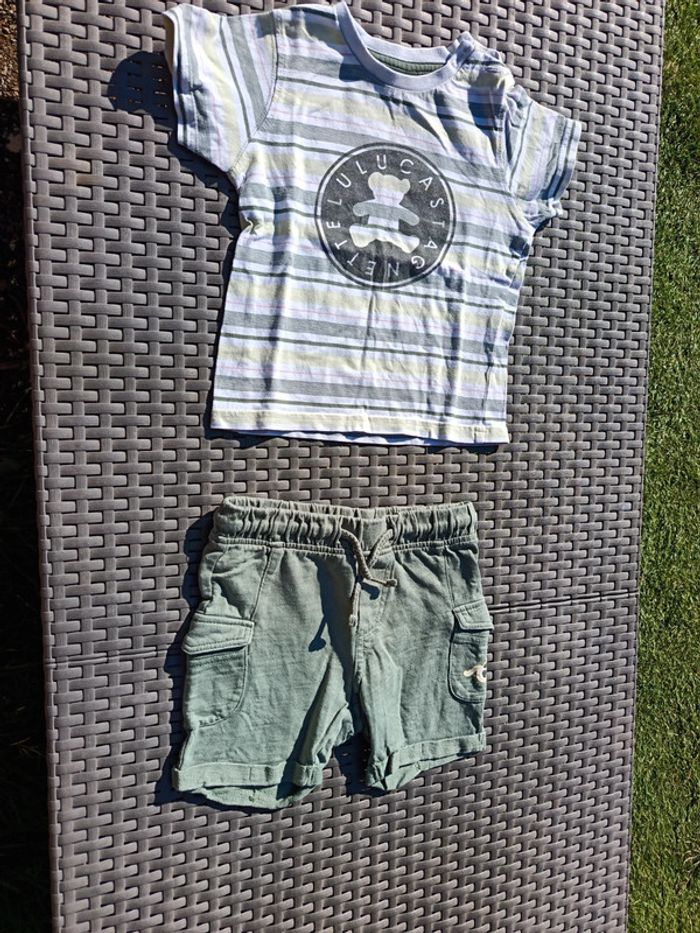 Ensemble 24 mois 2 ans bebe garçon short tee shirt haut lulu castagnette - photo numéro 2