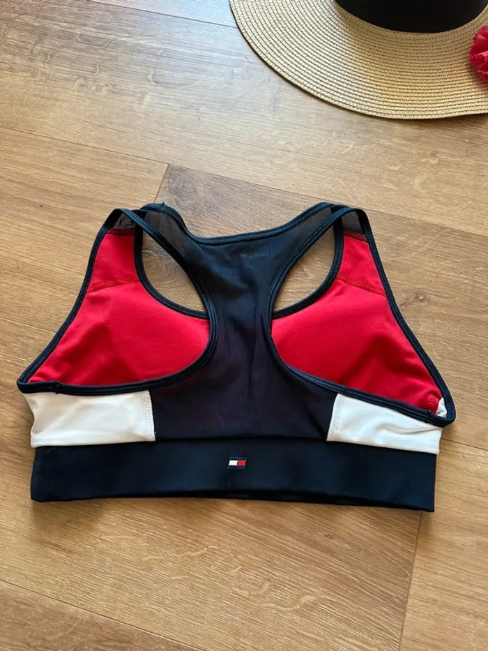 Brassière de sport Tommy Hilfiger bleue rouge et blanche taille 36 - photo numéro 3
