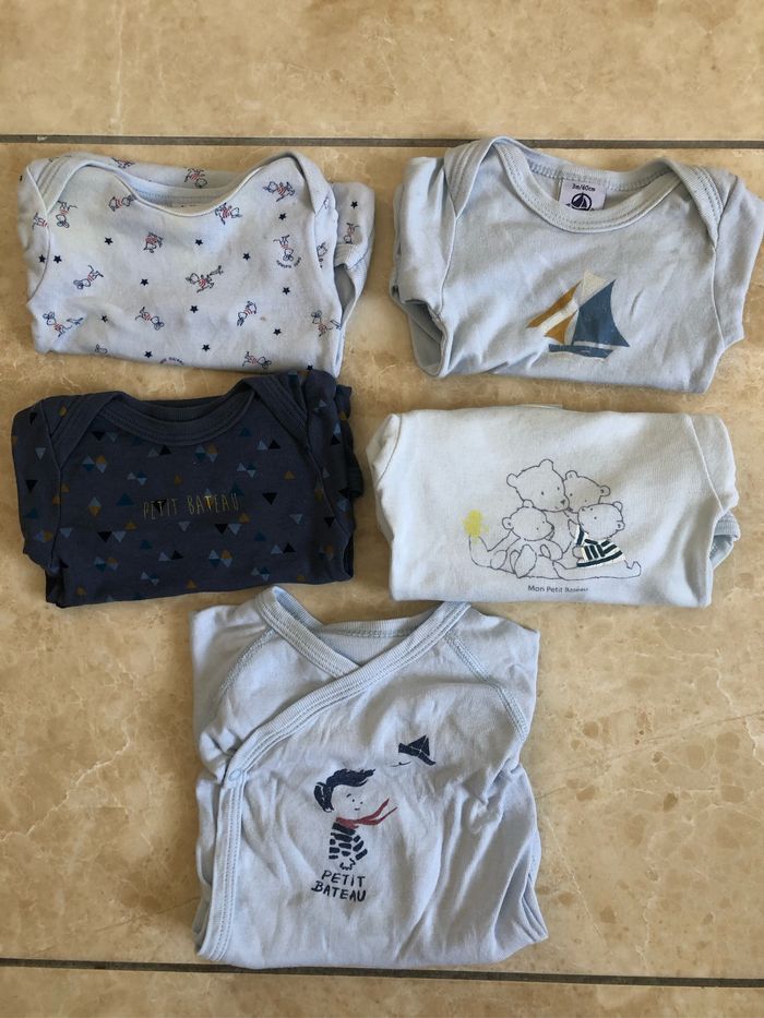 Lot bodies manches longues 3 mois Petit Bateau