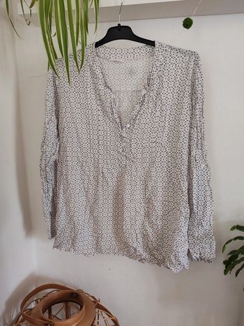 Chemise motifs pois gris et bleu