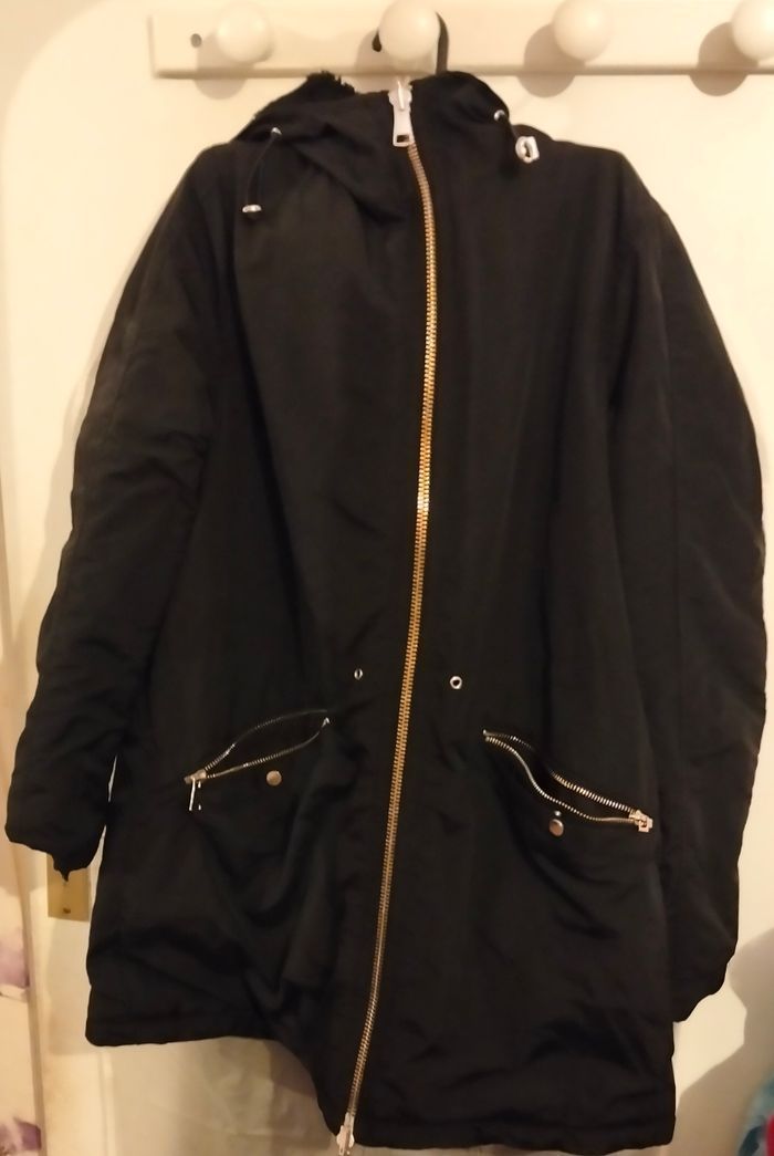 Manteau 2en 1 fausse fourrure a capuche réversible - photo numéro 2