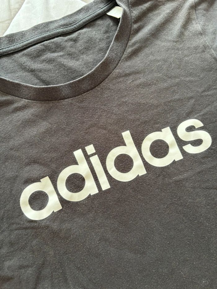 Lot 2 t-shirts Adidas femme S / 36 – noir logo blanc – coton - photo numéro 4