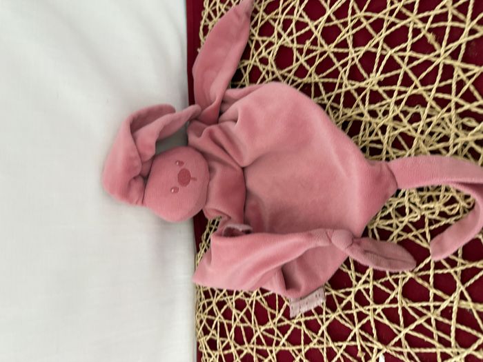Doudou plat lapin NATTOU Lapidou rose corail losange - photo numéro 3