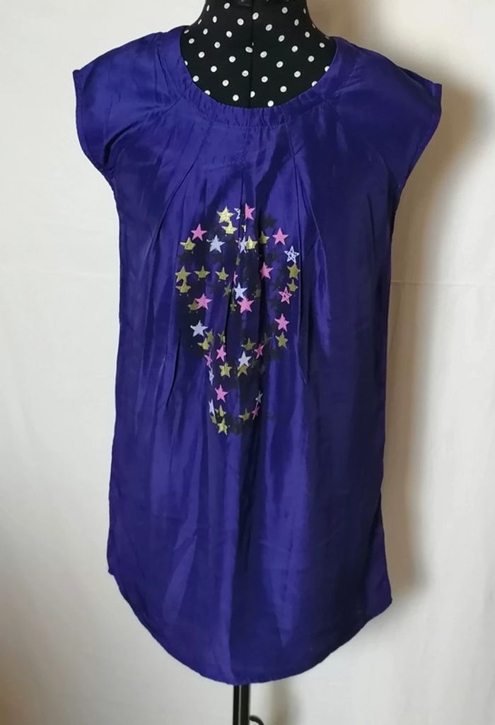 Robe courte ou tunique bleu roi tête de mort étoiles taille 12 ans Kookaï - photo numéro 8