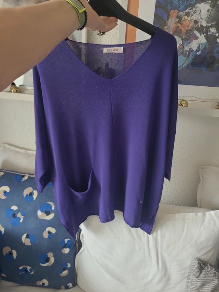 Pull léger chauve-souris violet t.u - photo numéro 4