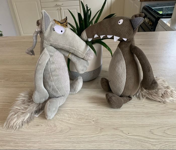 Peluches Loup et louve  Auzou gris - photo numéro 2