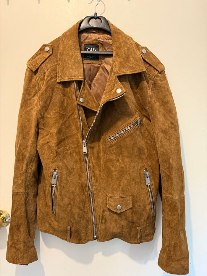 Veste perfecto en cuir homme Zara taille L - photo numéro 1