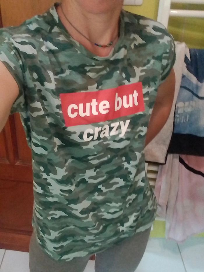 T-shirt femme camouflage vert kaki - photo numéro 2