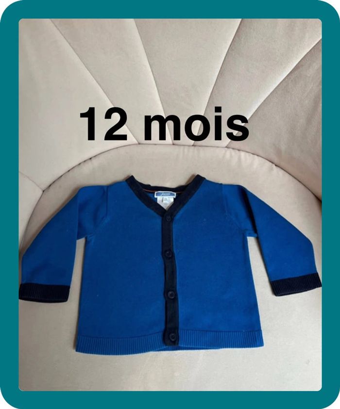 Gilet bicolore 100% coton 12 mois - Jacadi