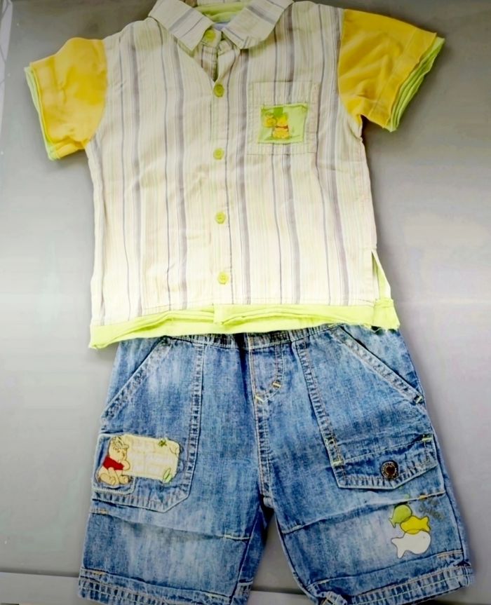 Ensemble en parfait état disney winnie l'ourson bermuda et chemise 18 mois