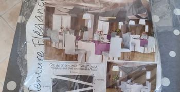 Set de 3 tentures voile grise mariage anniversaire