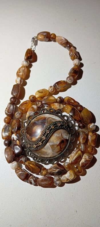 Collier vintage pierres couleur miel