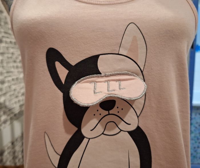 Pyjashort débardeur rose et short lilas imprimés bouledogues - photo numéro 3